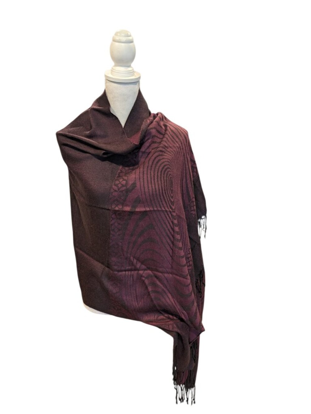 NWT Pashmina Shawl Wrap Burgundy Silk Cashmere Soft 26 X 68